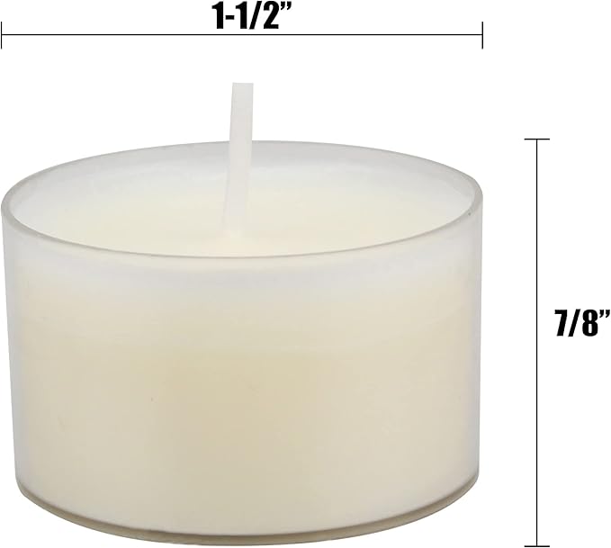 Stonebriar Bulk 24 Pack Unscented Smokeless Long Burning Clear Cup Tea Light Candles with 8 Hour Extended Burn Time