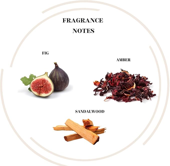 Natural Soy Candles for Home Scented - Fig Sandalwood Amber - Hand Poured Highly Scented Jar Candle - Self Care - Me Time Gifts