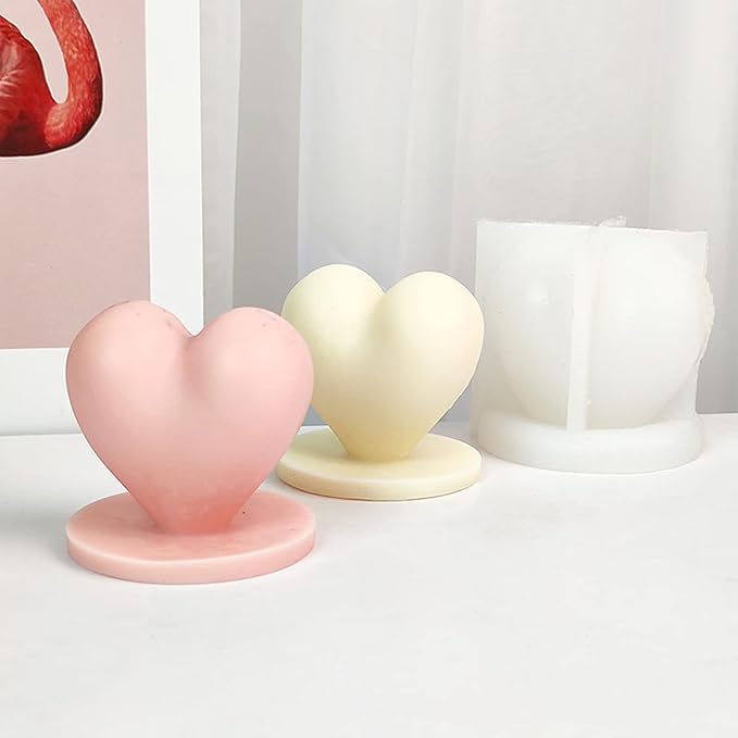 Heart-Shaped Candle Mold with Base, Silicone Mold for DIY Candle Making, Romantic Heart Design for Valentine’s Day and Gift Crafting
