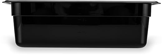 Carlisle FoodService Products Storplus High Heat Food Pan Steam Table Pan, High Heat Plastic, 1/3 Size 4 Inches Deep, Black, (Pack of 6)