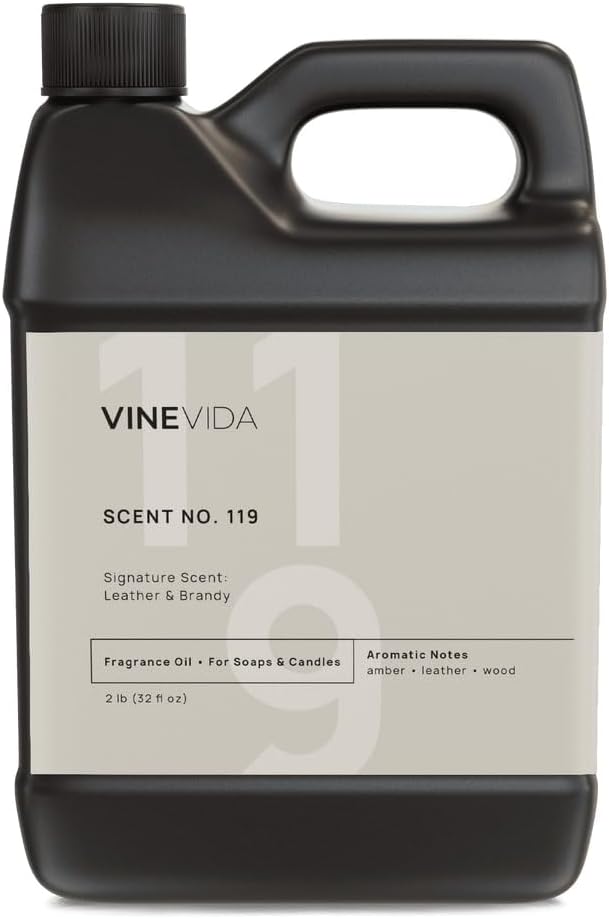 VINEVIDA Scent NO. 119 Fragrance Oil - 32oz (2lbs) - Signature Scent: Leather & Brandy for Candle & Soap Making - Made in USA