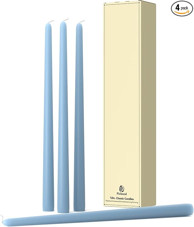 12-Inch Tall Dripless Taper Candles Set of 4 - Orange Tapered Candles, Perfect for Halloween,Fall - Smokeless, Unscented, Long Burning - Hand Poured, Colored Tall Candlesticks Thanksgiving