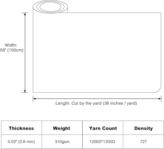 Thickened Waterproof Canvas Fabric by The Yard 1200D 58" W Outdoor Upholstery Material Heavy Duty Fabric Water Resistant Sewing Material for Chair Patio Cushion Purse 10 Yard Silver Grey