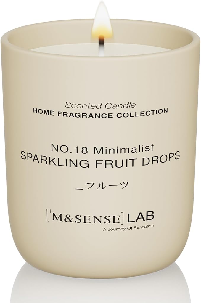 M&SENSE Natural Soy Candle| Sparkling Fruit Drops | 5.3 oz | Mini Spring Scented Candles for Relaxation, Valentines Day Gift, Home Décor | for Bedroom, Office, Party Small