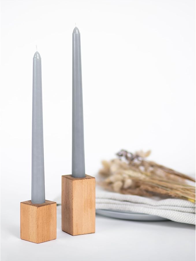 Candwax 10 inch Tapered Candles Set of 12 - Dripless and Unscented Candlesticks - Perfect as Dinner and Household - Light Gray