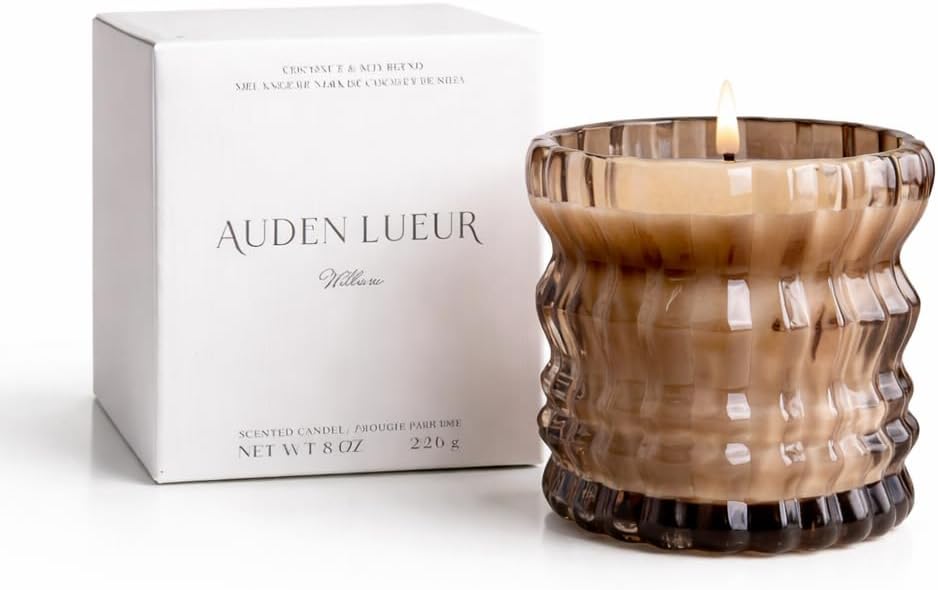 Willow Scented Candle, 8 oz Luxury Non-Toxic Candle with Floral, Citrus, Woody & Resinous Notes, 50+ Hour Burn Time, Stress Relief Home Fragrance, Vegan Candle Gift in Textured Glass
