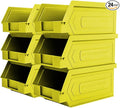 Plastic Storage Bins, Hanging, Stackable, Storage Organizer Bin for Warehouses, Workshops 7-Inch x 4-Inch x 3-Inch (Yellow, 6-Pack)
