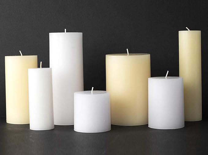 tag Chapel 3X6 Ivory Pillar Paraffin Wax Candle Unscented Drip-Free Long Burning 85 Hours for Home Decor Wedding Parties 3x6 Ivory
