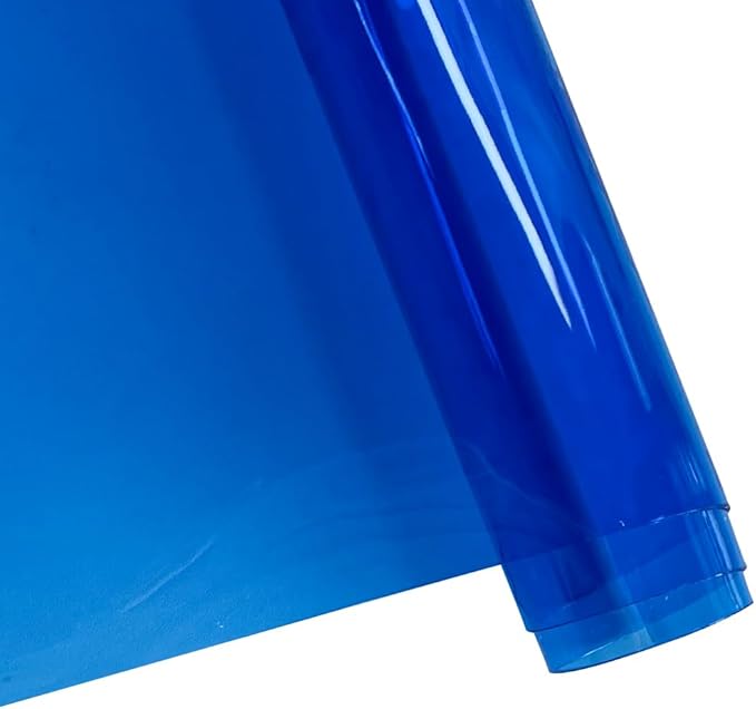 ONEART | Blue Transparent Leather Vinyl, 30 Gauge Solid Color See-Through Waterproof Jelly Faux Leather for Women DIY Handbags Tote, 12" x 48"