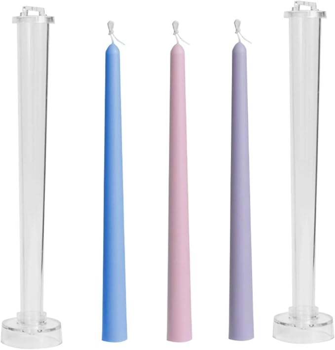 2-Pack Taper Candle Molds 10.2-Inch, Durable PC, Easy-Release, DIY Candle Making Supplies for Wedding & Dinner