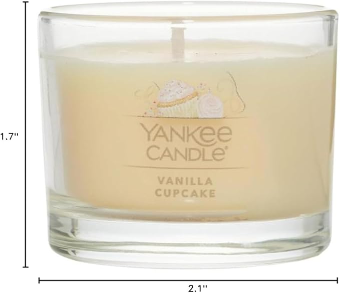 Yankee Candle Signature Votive Mini Candle Jar, Vanilla Cupcake Scent, Natural Soy Wax Blend Candle with Natural Fiber Wick, 1.3 OZ Glass Jar (Pack of 12)
