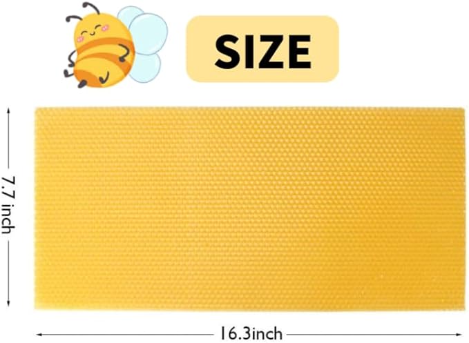 30Pcs Beeswax Sheets for Candle Making, Natural Wax Foundation for Bee Frames, DIY Candle Making Kit, Bees Wax Sheets for Beehives Honey (16.34 x 7.68inch)