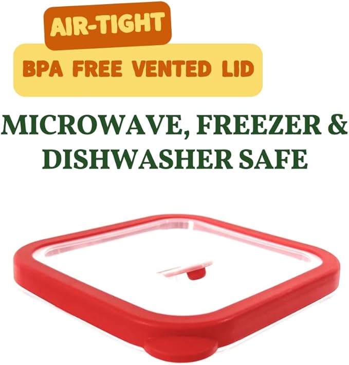 10-Piece Food Storage Containers with Vented Lids, Airtight and BPA Free, Stackable, Microwave, Freezer, and Dishwasher Safe (Red)