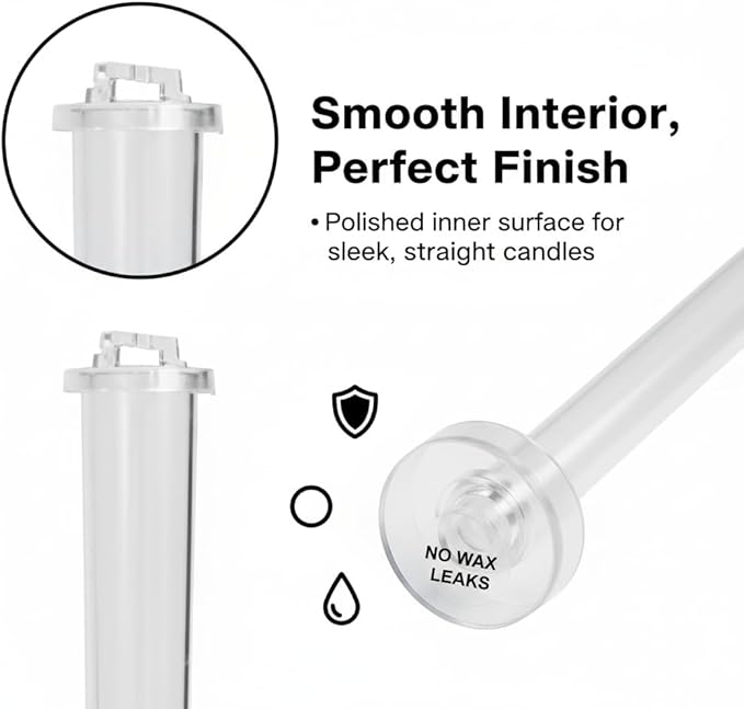 2-Pack Taper Candle Molds 10.2-Inch, Durable PC, Easy-Release, DIY Candle Making Supplies for Wedding & Dinner