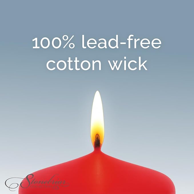 Stonebriar Unscented Pillar Candles – 65 Hour Burn Time, Long-Lasting Wax Candles for Weddings, Holidays, Home Décor & Special Events, Pack of 6, Red, 3" x 6"