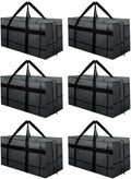 6Pack Extra Large Heavy Duty Moving Bags with Zippers & Reinforced Handles Heavy-Duty Storage Totes – Moving Boxes for Clothes, College Supplies, and Moving – Waterproof & Foldable (Large)