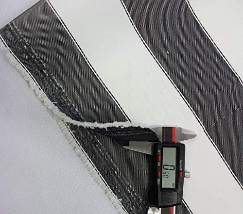 Mybecca Stripe Canvas Marine Fabric 600 Denier Indoor/Outdoor Coal/Gray 1 Yard (36" x 60")(Cut Folded & Separately by Prime)