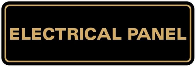 All Quality Standard Electrical Panel Wall or Door Sign - Durable Material | Clear and Functional Sign | Easy Installation‌ - Black/Gold - Small (5 Pack)