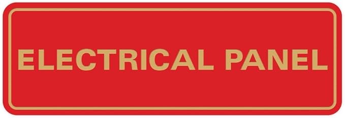 All Quality Standard Electrical Panel Wall or Door Sign - Durable Material | Clear and Functional Sign | Easy Installation‌ - Red/Gold - Small (1 Pack)