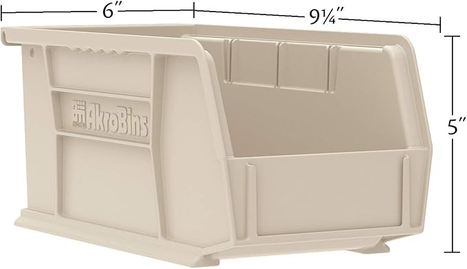 Akro-Mils 30237 AkroBins Plastic Storage Bins, Space-Saving Stackable Bins for Garage, Pantry, Craft Organization, 9" x 6" x 5", Clear, 12-Pack