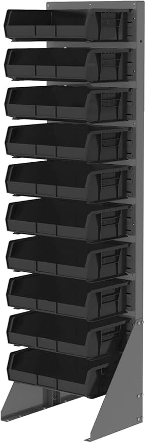 Akro-Mils 30255 AkroBins Plastic Storage Bins, Space-Saving Stackable Bins for Garage, Pantry, Craft Organization, 11" x 16" x 5", Black, 6-Pack