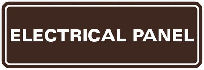 All Quality Standard Electrical Panel Wall or Door Sign - Durable Material | Clear and Functional Sign | Easy Installation‌ - Dark Brown - Large (2 Pack)