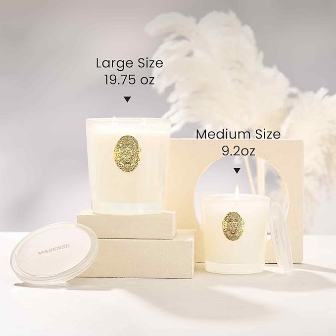 M&SENSE Large Two-Wick Soy Candle | Vanilla Dream & White | 19.8 oz, 120H Burn Time | Luxury Scented Candle for Relaxation, Gifting, Home Décor | Ideal for Bedroom, Office, Party Ambiance