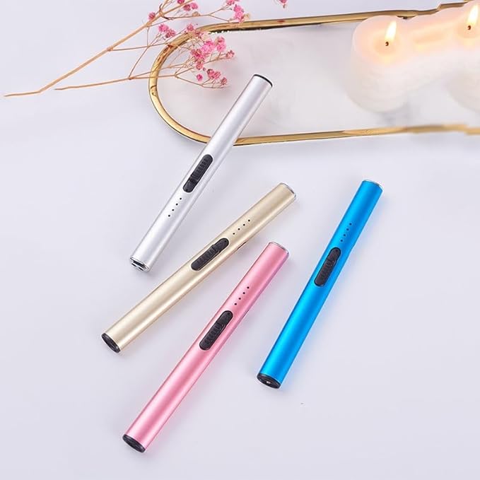 Electric Candle Lighter Plasma Arc Lighters Windproof Flameless with Double Safety Switch USB Rechargeable Battery(4pack a)