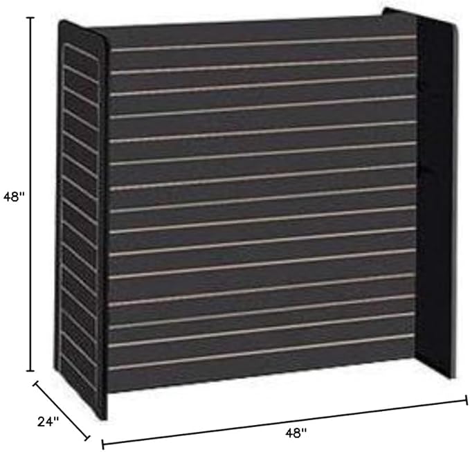 SSWBasics 24 x 48 x 48 inch Black Slatwall Gondola - Black Slatwall Gondola Display Unit - Functional, Sturdy, and Stylish Retail Slatwall Organization - Ideal for Slatwall Accessories and Retail or