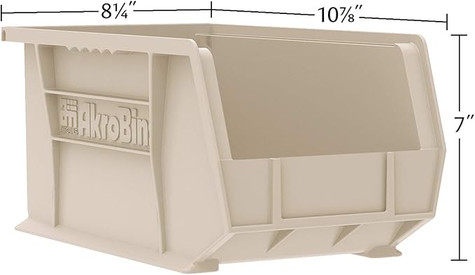 Akro-Mils 30239 AkroBins Plastic Storage Bins, Space-Saving Stackable Bins for Garage, Pantry, Craft Organization, 11-" x 8-" x 7-", Yellow, 6-Pack