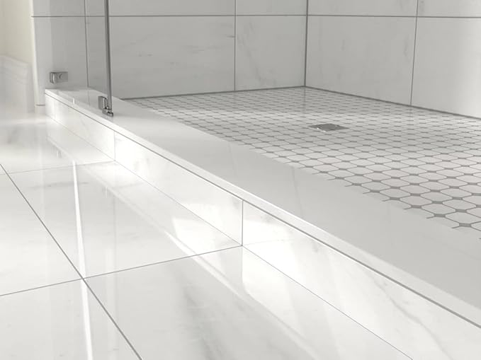 Super White Engineered Marble Threshold for Shower Curb, Bathroom Vanity Backsplash, Window Sill, Door Transitions (5" x 48")
