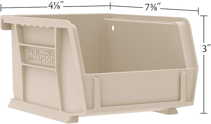 Akro-Mils 30220 AkroBins Plastic Storage Bins, Space-Saving Stackable Bins for Garage, Pantry, Craft Organization, 7" x 4" x 3", Black, 24-Pack
