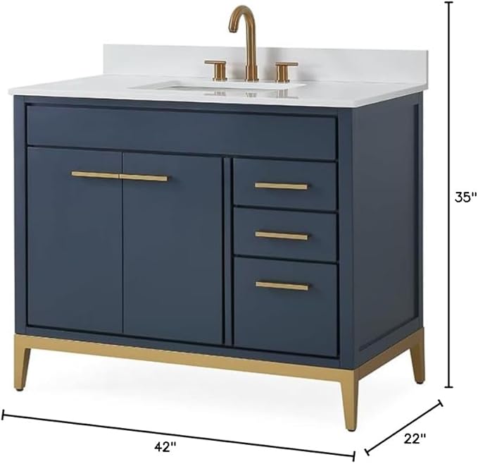 Tennant Brand 42 inch Modern Style Beatrice Bathroom Sink Vanity (Navy Blue, 42 inch)