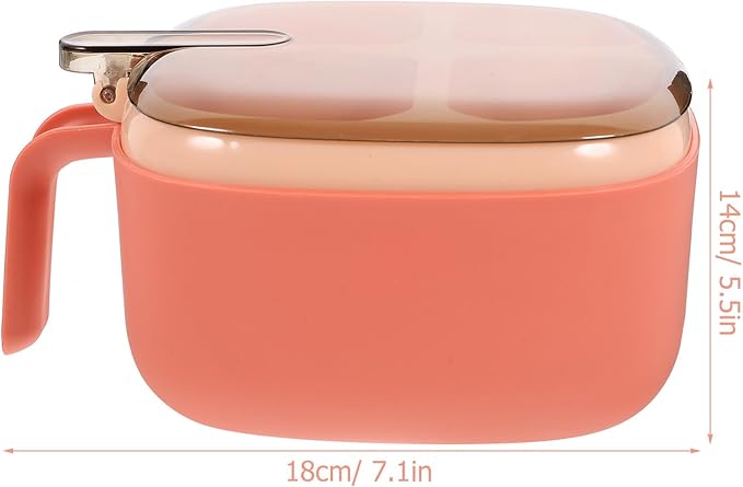 Pink Spice Box with 4 Compartments, Reusable Plastic Condiment Container with Lid, Compact Desktop Seasoning Storage for Kitchen Salt Sugar Pepper