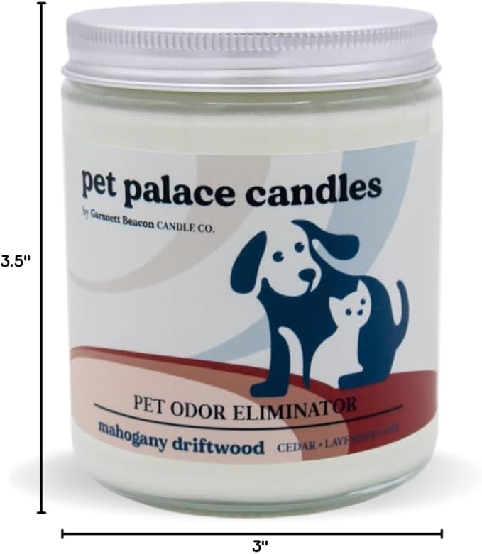 Pet Palace Candles - Odor Eliminator Candle - 100% Soy - Neutrolizer Eliminates Odors from Pets, Smoke, Urine, and More. Eco-Friendly and Non-Toxic (Mahogany Driftwood)