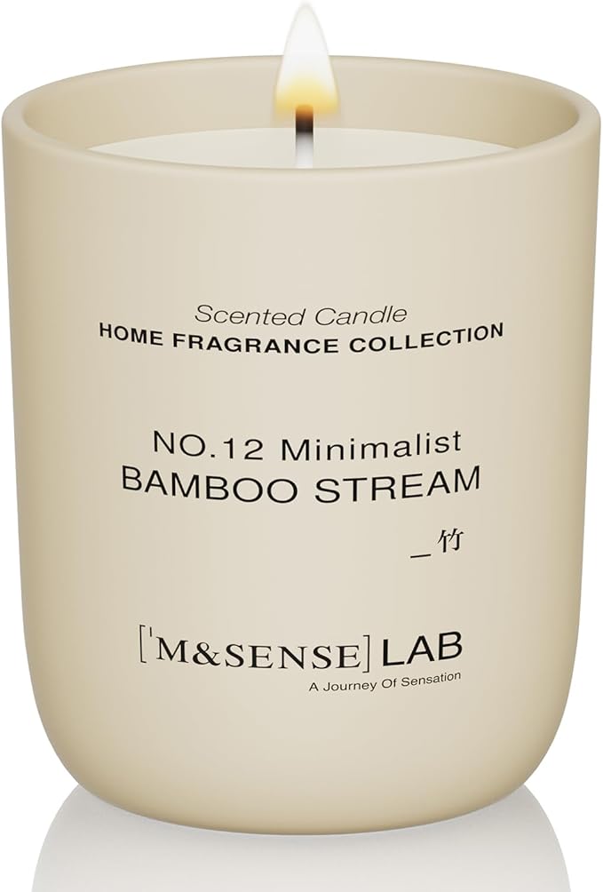 M&SENSE Natural Soy Candle| Bamboo Stream | 5.3 oz | Mini Spring Scented Candles for Relaxation, Valentines Day Gift, Home Décor | for Bedroom, Office, Party Small