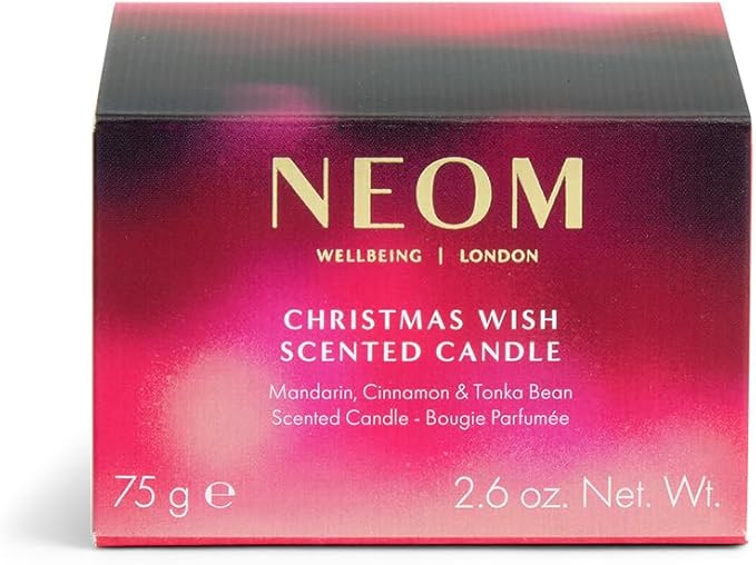 NEOM Christmas Wish Candle Travel Size | Mandarin, Cinnamon & Tonka Bean I Made with 100% Naturally derived Wax I Designed to Help You Relax and Unwind I Expertly Blended I Hand Finished