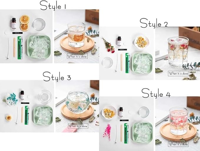 SimpleVibesXinPuwei DIY Scented Botanical Jelly Candle Kit with Step-by-Step Instructions - Create Your Own Unique Fragrant Candle (Style 3)