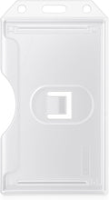 2 Pack - Heavy Duty 2-Sided Rigid Multi Card Holder - Hard Plastic Vertical ID Badge Holders for 2 Standard or Thick Prox Cards, Fuel Card, CAC, Work Badge, or Credit Cards by Specialist ID (Clear)