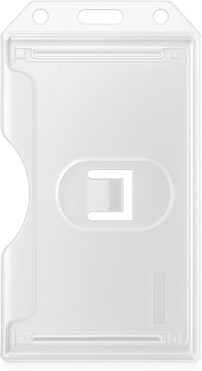 2 Pack - Heavy Duty 2-Sided Rigid Multi Card Holder - Hard Plastic Vertical ID Badge Holders for 2 Standard or Thick Prox Cards, Fuel Card, CAC, Work Badge, or Credit Cards by Specialist ID (Clear)