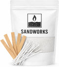 Sand Wax Candle Making Kit – 5 Wooden Wicks & 15 Cotton Wicks, 500 g Premium Fragrance-Free Sand Wax (Moonstone White)