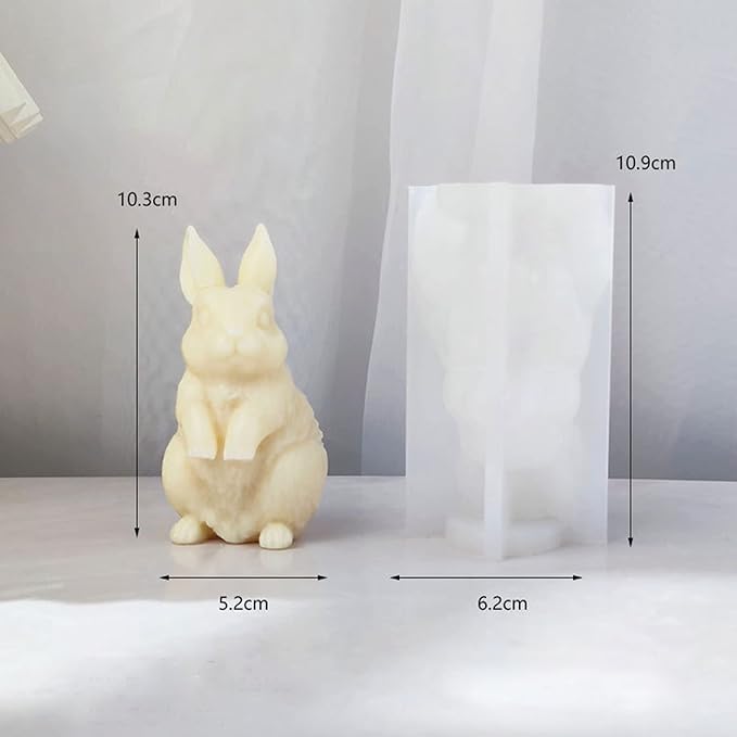3D Rabbit Candle Silicone Molds Easter Bunny Resin Casting Mould for DIY Candle Making Polymer Clay Craft Plaster Home Decoration