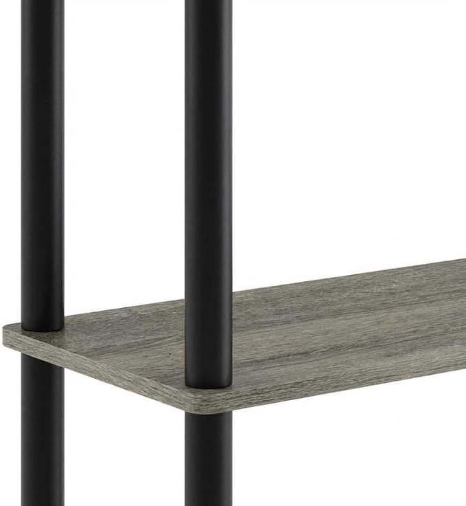 Furnifact French Oak Grey Black Toilet Space Saver with 3 Shelves, Wall-Mount Design, Modern Style, Durable Material, Ideal for Bathroom Storage