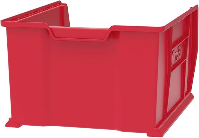 Akro-Mils 30289 Super-Size AkroBins Plastic Storage Bins, Space-Saving Stackable Bins for Garage, Classroom, Warehouse Organization, 24" L x 18" W x 12" H, Red, 1-Pack