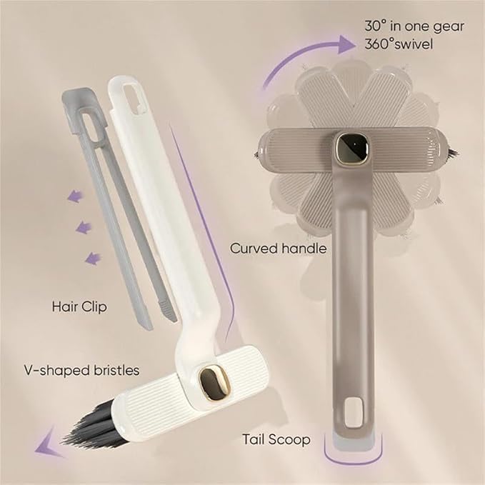 Multi-Function Rotating Crevice Cleaning Brush, 360 Degree Rotating No Dead Corners Hard Bristle Crevice Gap Brush Tool for Bathroom Household Kitchen (Khaki 1pcs)