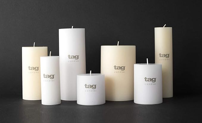 TAG Chapel 2X8 White Pillar Paraffin Wax Candle Unscented Drip-Free Long Burning 52 Hours for Home Decor Wedding Parties 2x8 White