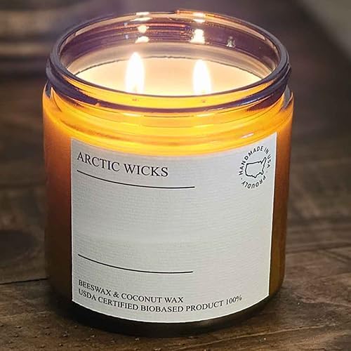 Arctic Wicks Handcrafted Candles | Non Toxic Coconut Beeswax Candles 16oz Double Wick | 100% USDA Certified Biobased, Handmade, Premium Waxes, Non-Toxic (Black Coral & Moss, 16oz Amber Jar)