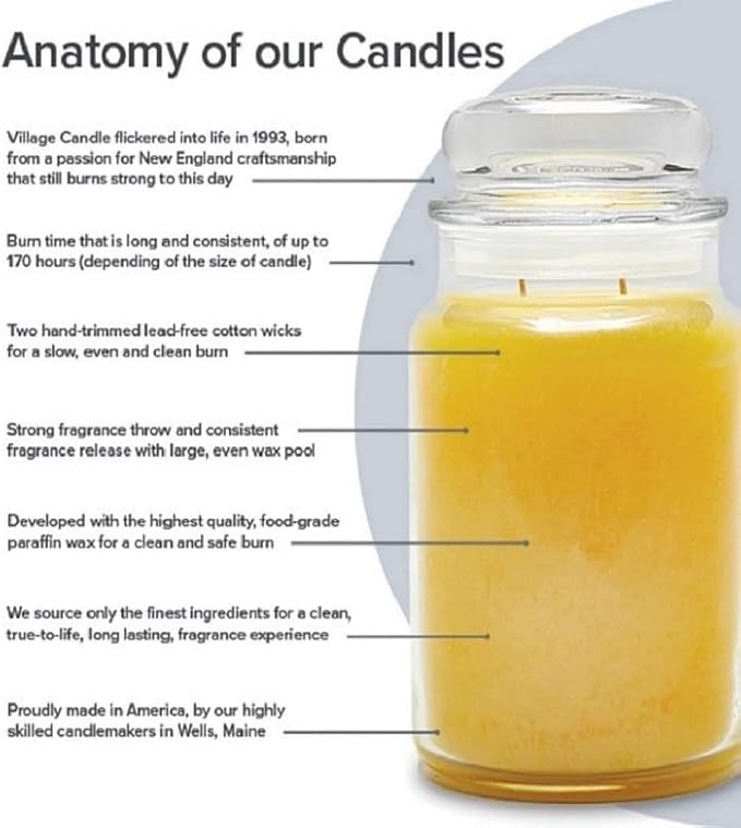 Village Candle Creamy Vanilla Large Glass Apothecary Jar, Scented Candle, 21.25 oz., Ivory