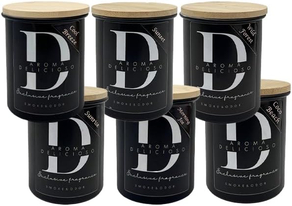 Aroma Delicioso Odor Eliminating Scented Candle - Sunset (Light Citrus Scent 8oz Candle Burns 40 to 60 Hours & eliminates Smoke Odor)