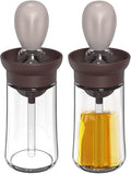 TINMIX Oil Dispenser with Brush - 2 Pack 180ml Glass Olive Oil Dispenser Bottle with Basting Brush for Cooking Frying Baking Kitchen, T-OB21 Grey